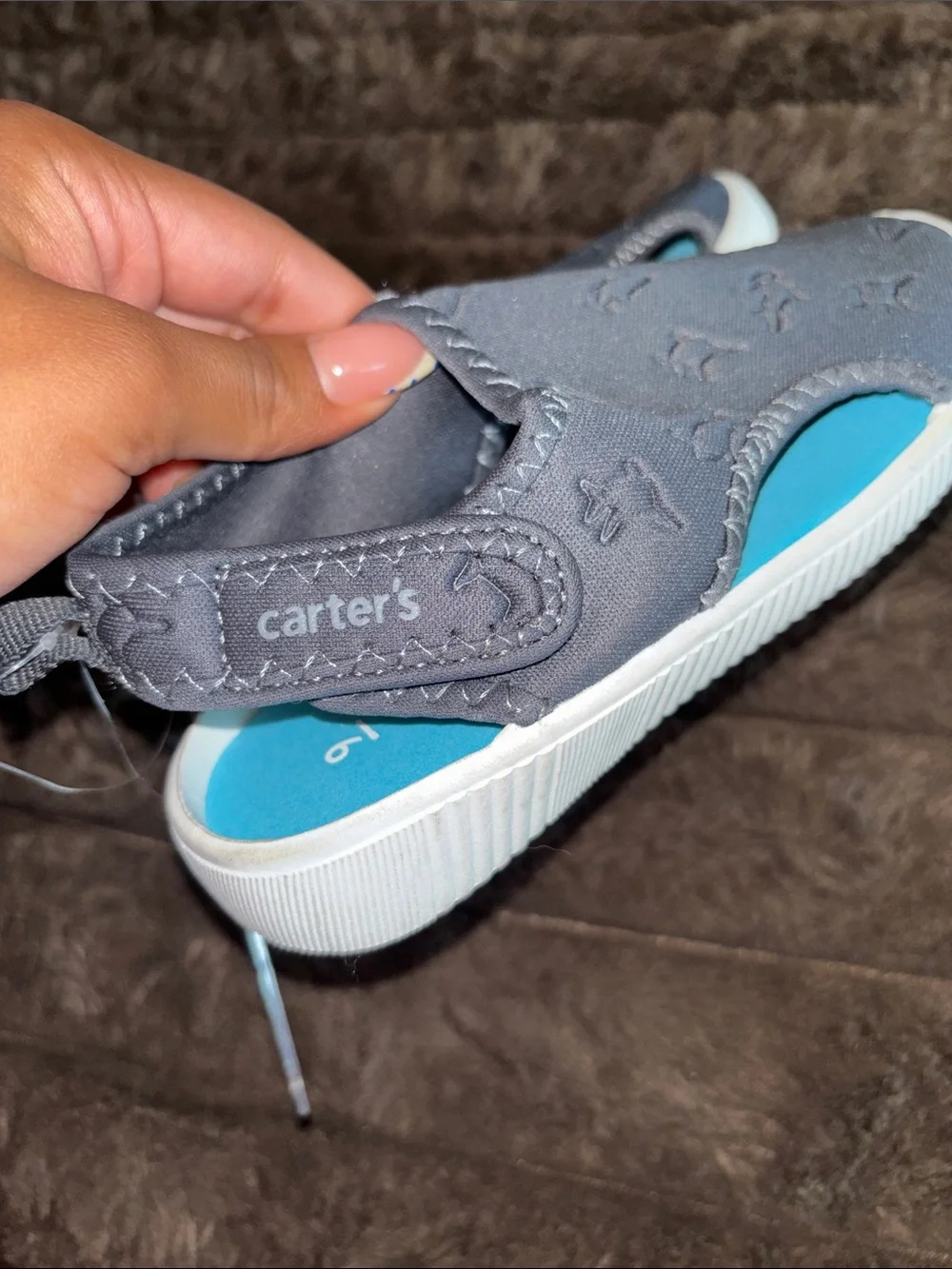 Carter's Gray Shark-Pattern‎ Kids Water Shoes